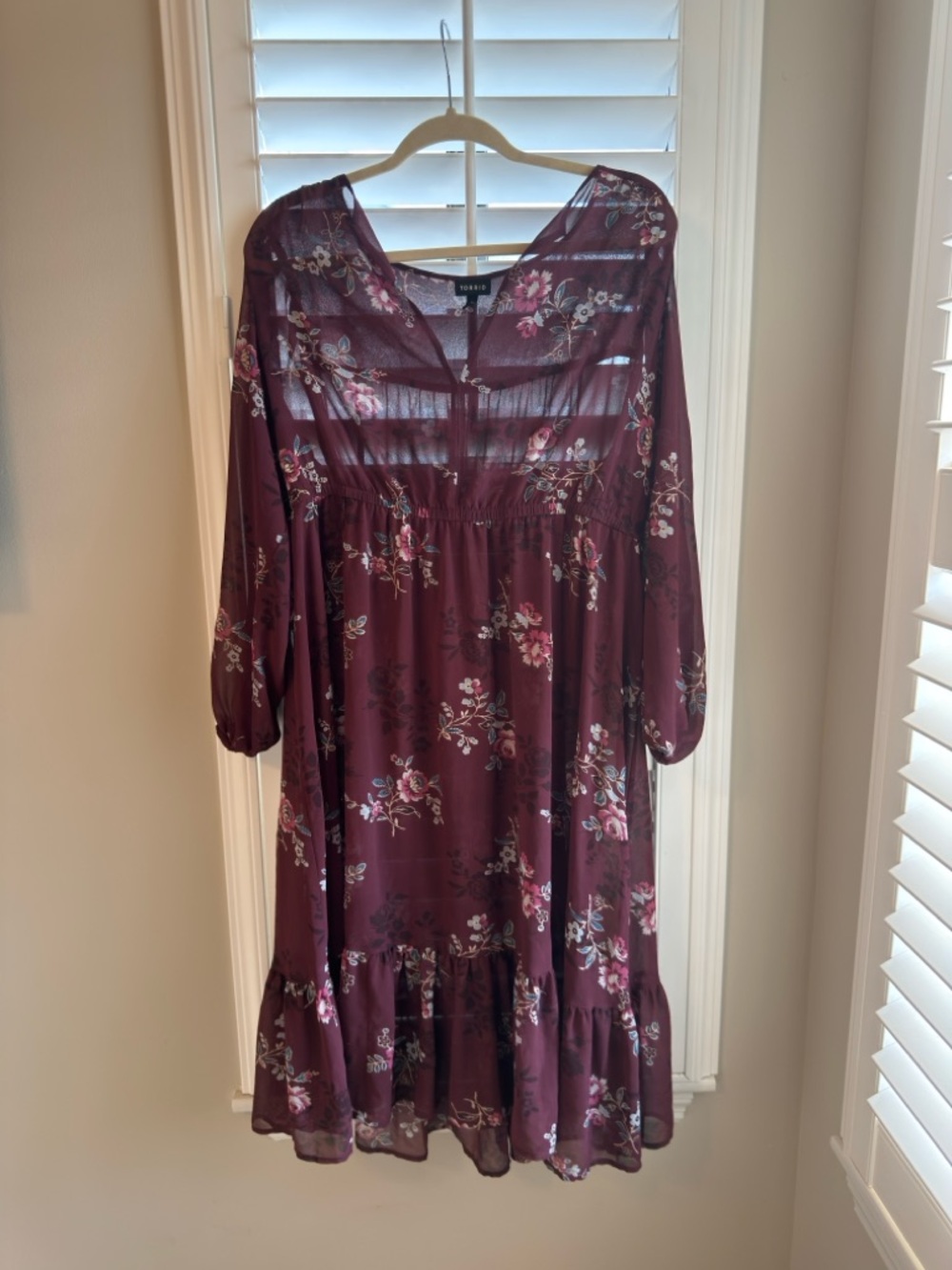 Torrid Ruby Floral Midi Dress - Burgundy Floral Print Size 2